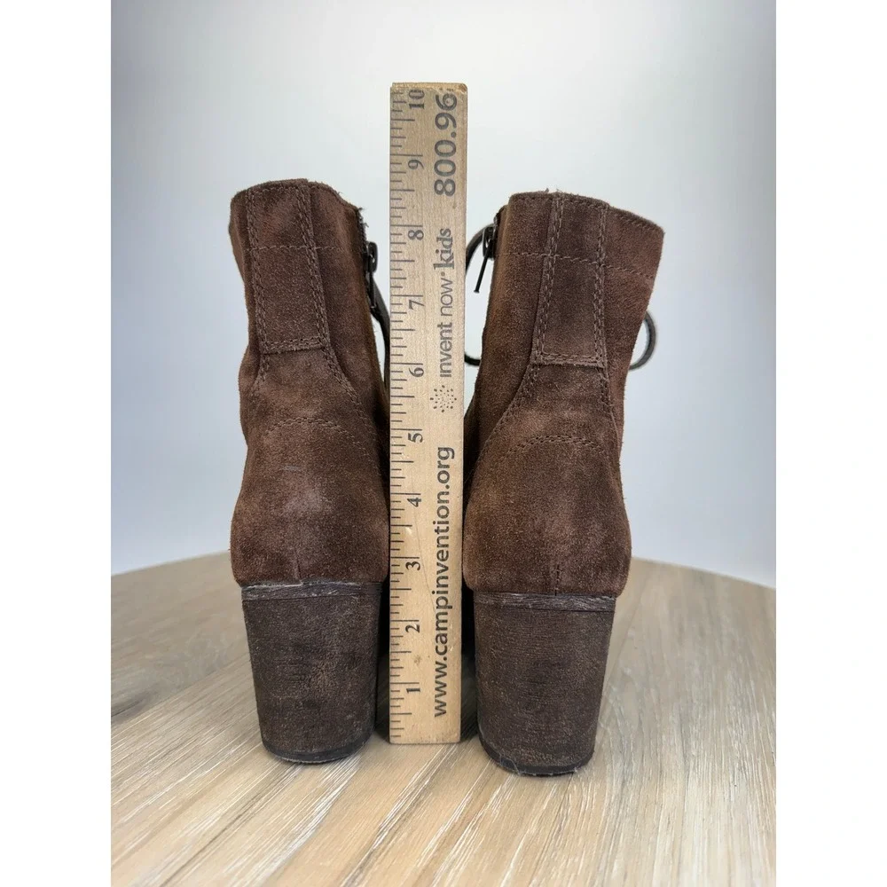 Steve Madden Womens 6 Boot Kretell Brown Suede Lace Up Block Heel Combat Ankle
